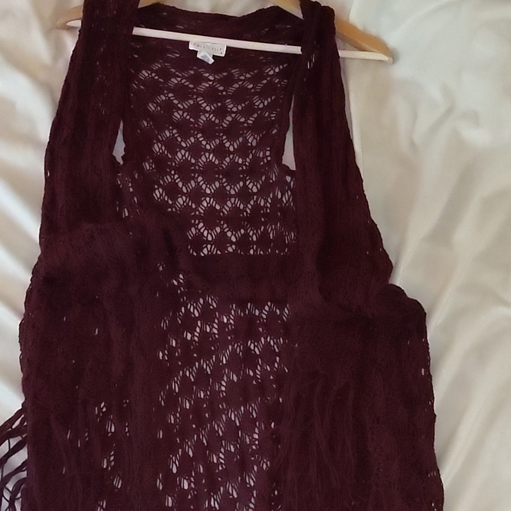 Purple crochet vest (floor length)